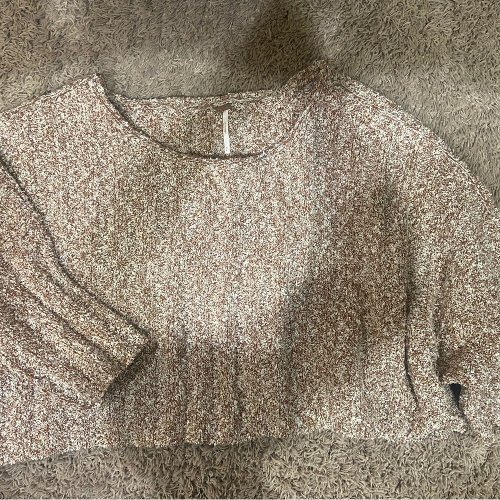Cropped boxy, off the shoulder sweater